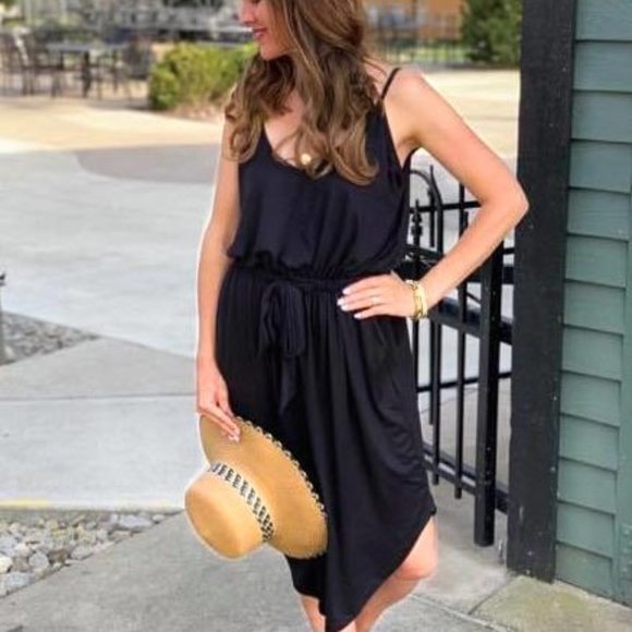 Ellis Tie Waist Strap Dress - Pink Floral - Picture 7 of 9